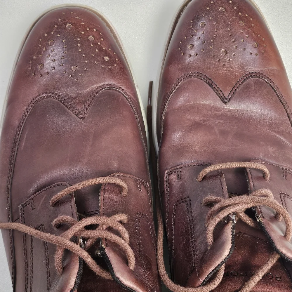 Rockport Kessler Wingtip Oxford Shoes CH5310 Leather Dark‎ Cherry Men 11.5M